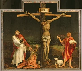 A keresztre feszítés, az Isenheimi oltárképről, 1512-15 körül.